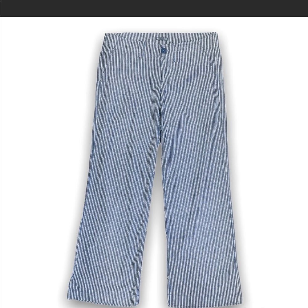 Gap Blue/Gray & White Pinstripe Palazzo Flare Hip Slung Cotton Pants, 12